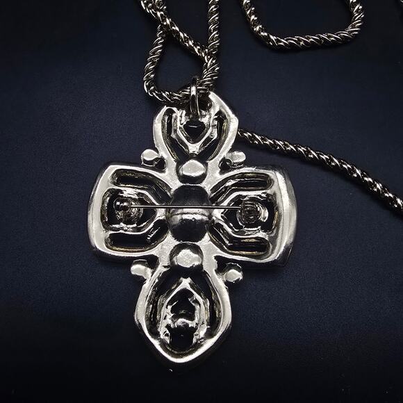 OPC Gold Tone Rhinestone Cross Pendant Necklace JTV - Picture 3 of 6